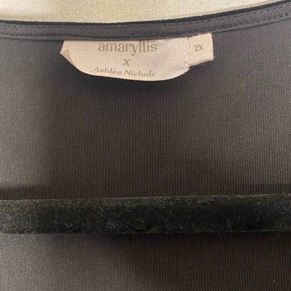 AMARYLLIS BLACK VELVET FAUX WRAP SIDE RUCHING POLKA DOT SHEER LONG SLEEVES - Picture 4 of 10